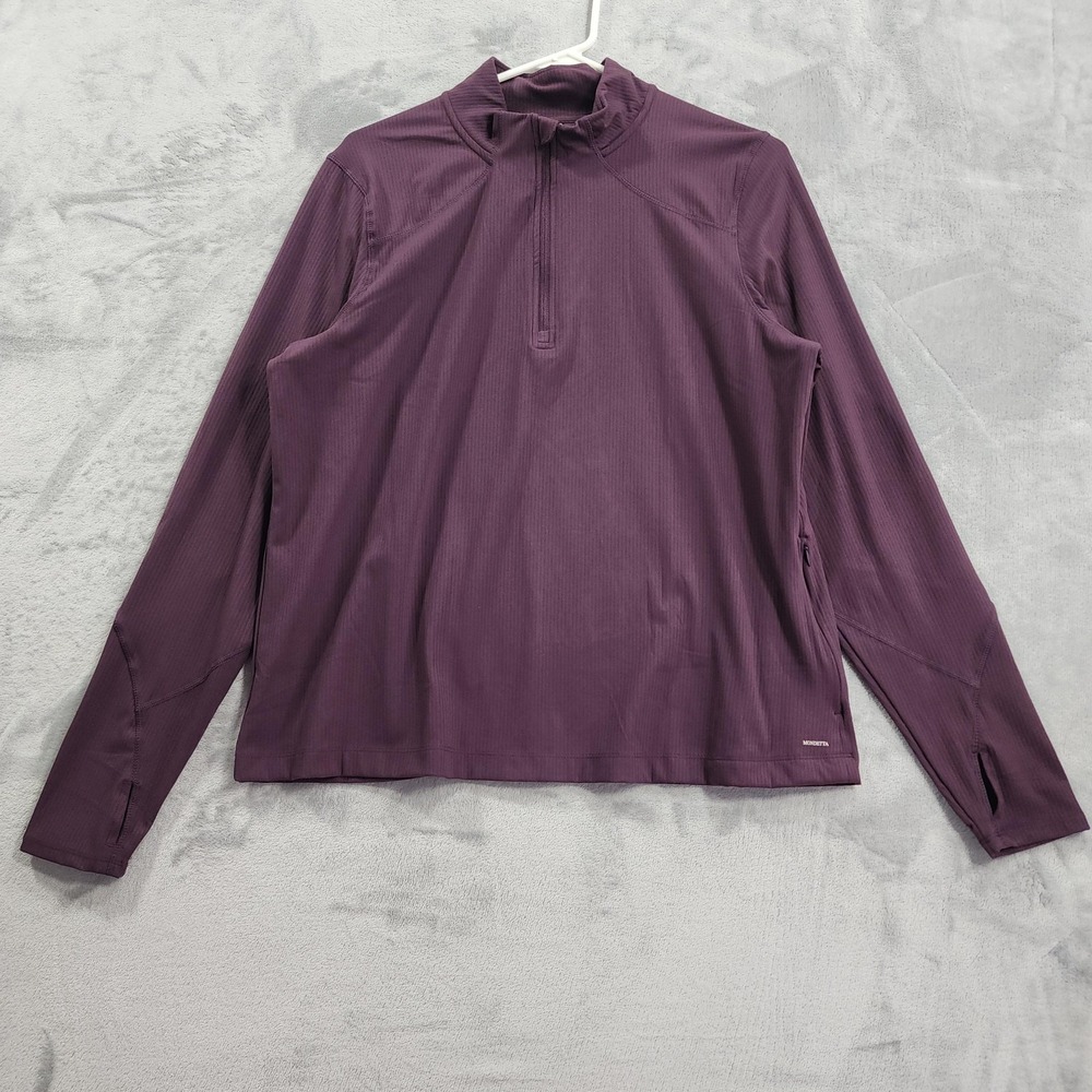 Mondetta Top Womens XL Purple 1/4 Zip Mock Neck Long Sleeve Thumbholes Pocket
